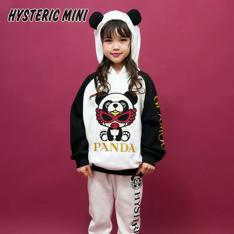 黑超奶嘴PANDA MINI 抓绒刺绣连帽衫Hystericmini日本制冬季新品-Taobao