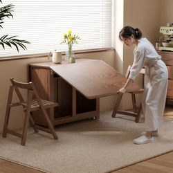 All Solid Wood Folding Dining Table for Home Use, Small Apartment Dining Table, Rectangular Dining Table and Chairs, Foldable Dining Table, Dining Table