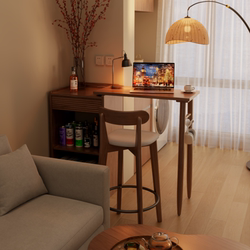 Winterwood Solid Wood Bar Table, Extendable, Suitable for Small Spaces, Ultra-Narrow, Light Luxury, Open-Style Living Room, High-Legged Balcony Leisure Small Bar Table