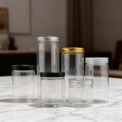Transparent wide-mouth plastic bottle food-grade honey snack biscuits storage jar thickened storage box with black lid