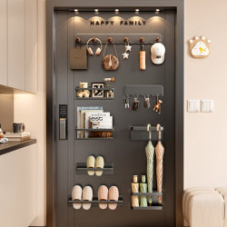Magnetic Storage Rack for Entryway, Behind the Door, for Organizing Clothes, Keys, Hooks, Wall-Mounted Slippers, Umbrella Stand, Storage Solution