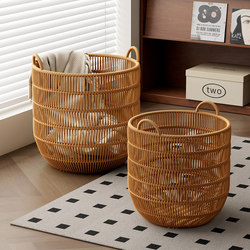 Imitation Rattan Waterproof Laundry Basket, Stylish Dirty Clothes Storage Basket for Bedroom, Bathroom Laundry Hamper, Laundry Basket