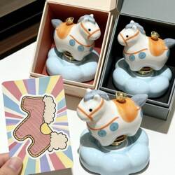 Get Rich Instantly Jingdezhen Ceramic Spinning Horse Handmade Office Stress-Relief Creative Desktop Ornament New Year Gift