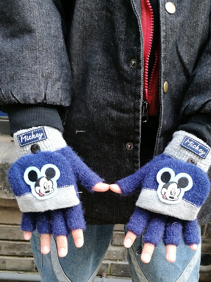 迪士尼 针织半指手套