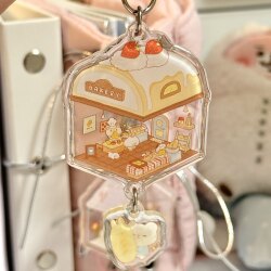 Furryglow Light Train Original Little House Epoxy Glitter Acrylic Pendant Loose-Leaf Notebook Decoration