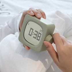 Black and White Cube Alarm Clock | Night Light Mini Multi-Functional Smart Simple Student Timer Silent Charging Clock