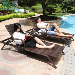 Mojia Outdoor Lounge Chair Rattan Chair Villa Courtyard Swimming Pool Beach Chair Open-Air Terrace Balcony Leisure Rattan Bed