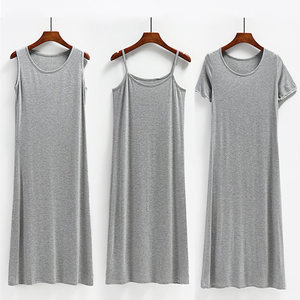 Summer Modal short -sleeved dress female suspender vest base long skirt, loose, thin, mid -length lining skirt