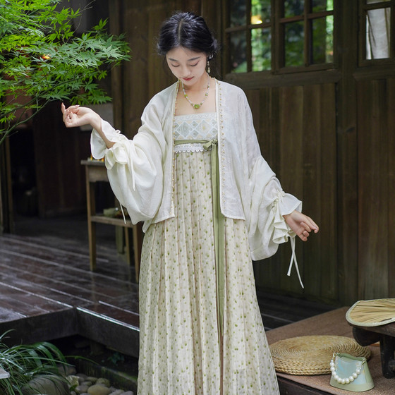 
Han Shang Hualian suspender dress [lime bubble] original Hanfu women's Famen Temple top suit summer