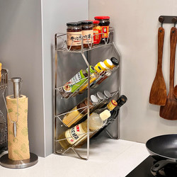 Kitchen Corner Condiment Rack Stainless Steel Multi-Functional Storage Rack Countertop Multi-Layer Oil Salt Sauce Vinegar Tea Storage Rack