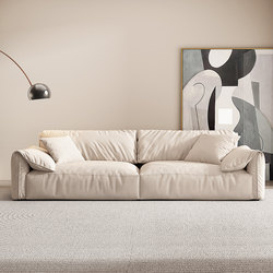 Italian-Style Tech Fabric Sofa for Living Room, Small Apartment, Simple Modern Three-Seater Home Straight-Row Elephant Ear Sofa