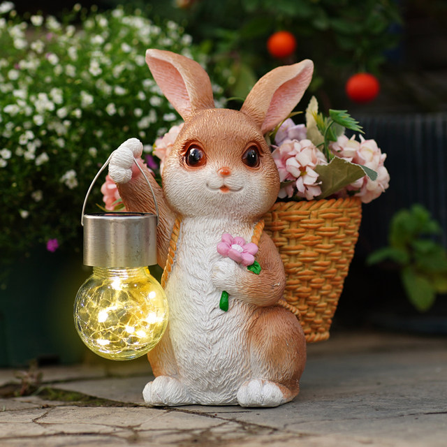 Cute rabbit flowerpot solar cloth landscape light garden outdoor courtyard kindergarten decorative ornaments succulent potted plants