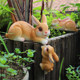 Creative parent -child rabbits cartoon flower pot potted garden art home desktop decoration balcony window sill zodiac gift ornaments
