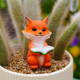 Cute Nine -tailed Fox Tail Mergly Flower Pot Scenery Decoration Garden Balcony Micro Landscape Fox Tianden Winter Winter Display
