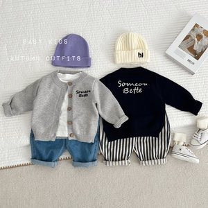
Infants and children in spring and autumn, boys and girls in autumn, versatile knitted cardigans outfit wool coat fashionable and versatile sweater