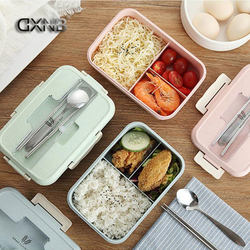 Wheat Straw Japanese-Style Compartmented Lunch Box, Insulated Student Lunch Box, Microwaveable Office Worker Adult Lunch Box with Lid