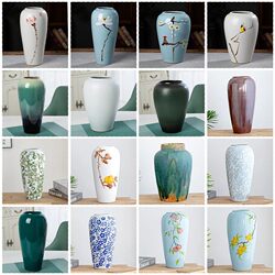 Jingdezhen Vase Ceramic Ornaments Living Room Flower Arrangement New Chinese Style Decorations Hydroponic Flower Device Retro Handmade Flower Pot