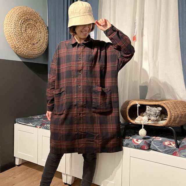Windproof temperament thin woolen coat spring and autumn snow blue fir original cotton and linen large size women's long large size loose coat