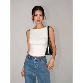 NEVA HU black suspender vest for women wearing 2025 summer new slim sleeveless T-shirt short top