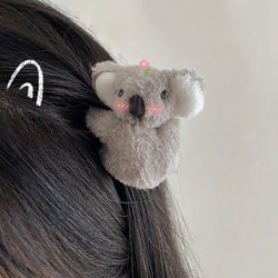 Koala 3D Hair Clip for Girls, Cute Hairpin, Trendy Autumn and Winter Plush Claw Clip, Side Shark Clip