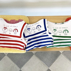 Spring and Summer Thin Pet Navy Collar Vest with Cute Striped Cartoon Print for Small and Medium-Sized Dogs and Cats
