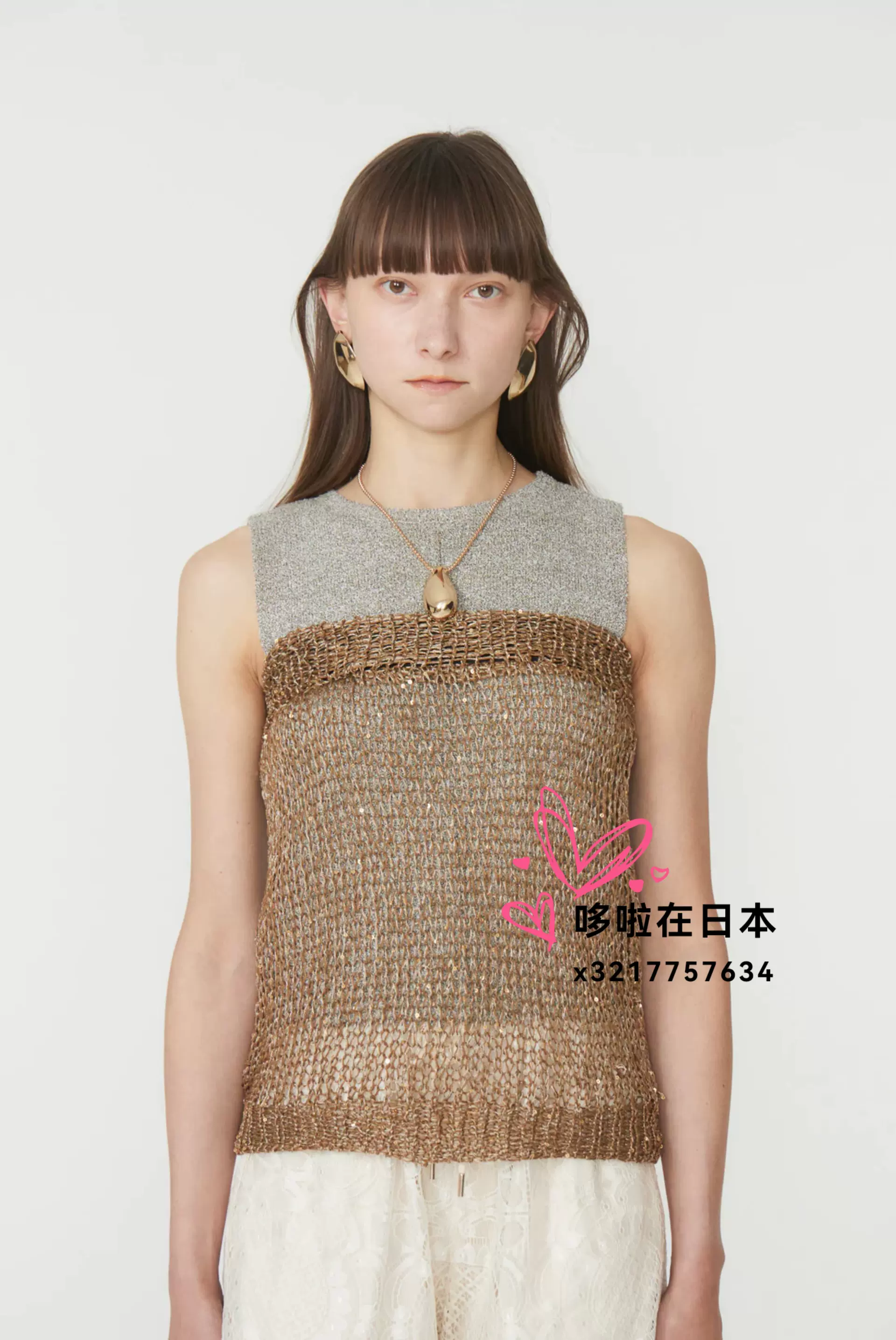 トップス Eaphi SPANGLE KNIT SLEEVELESS TOPS Eaphi SPANGLE KNIT SLEEVELESS TOPS