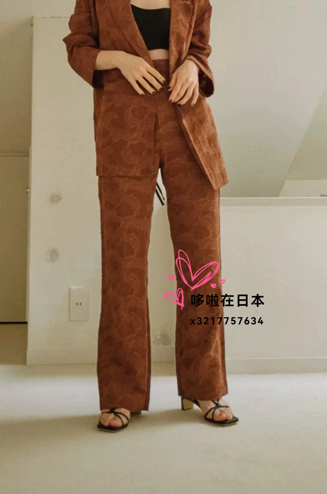 日本代购拼邮包税eaphi休闲裤botanical jacquard classy pants-Taobao 
