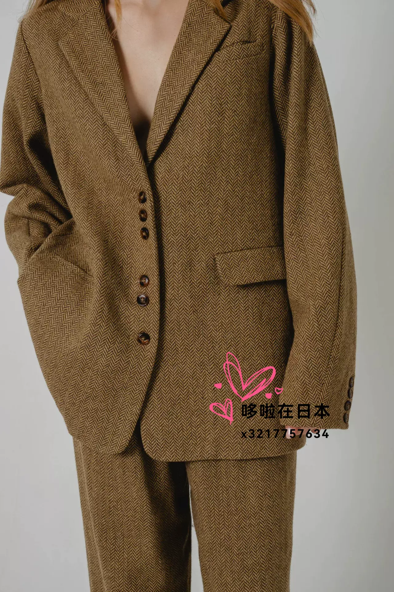 日本代购拼邮包税eaphi圣诞限定西装外套WOOL TWEED JACKET