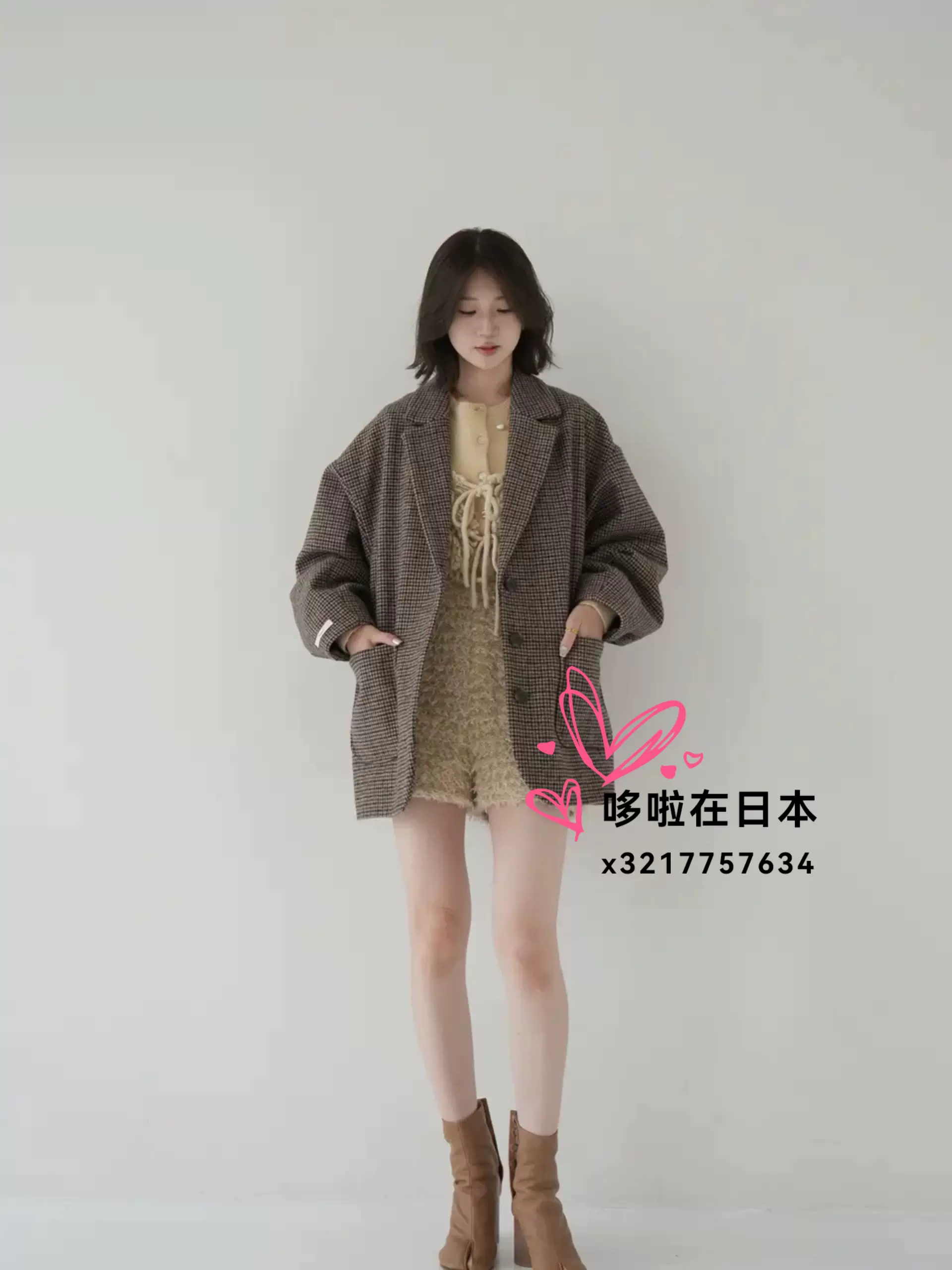 日本代购拼邮包税eaphi外套back ribbon classy jacket-Taobao