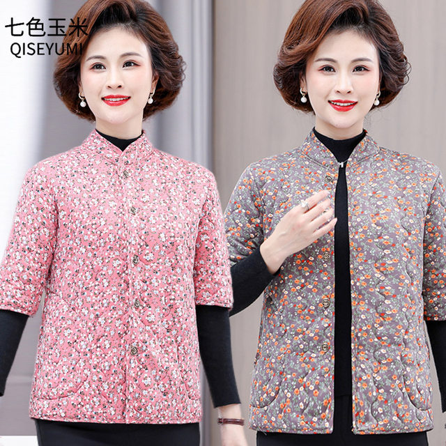 Middle-aged mothers autumn and winter cotton horse clip thickened short-sleeved cotton coat 2025 middle-aged and elderly coat plus lint cotton vest