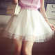 Korean version of spring and summer new large-size women's high waist mesh puffy skirt pants fat girl slim princess O-shaped short skirt