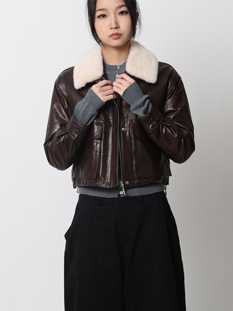 European retro launch cotton pyramid water mink wool leather jacket 2024 Winter short white goose velvet down jacket female
