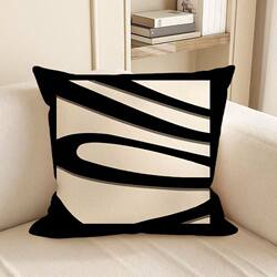 Nordic Light Luxury Pillow, French Retro Pillow, Black and White Abstract Art Sofa Cushion, Bedroom Cushion