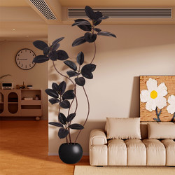 Artificial Green Plant Rubber Tree Black Diamond Indoor Living Room Potted Large Floor-Standing High-End Light Luxury Faux Plant Tree
