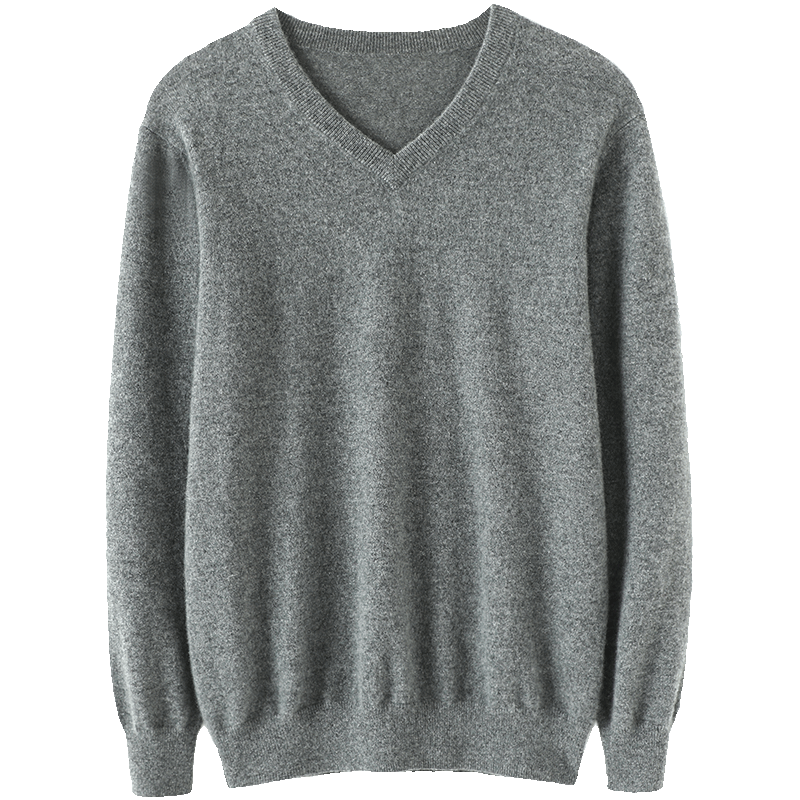 
Good temperament! Men's V-neck cashmere sweater pure cashmere sweater knitted base shirt loose men's casual