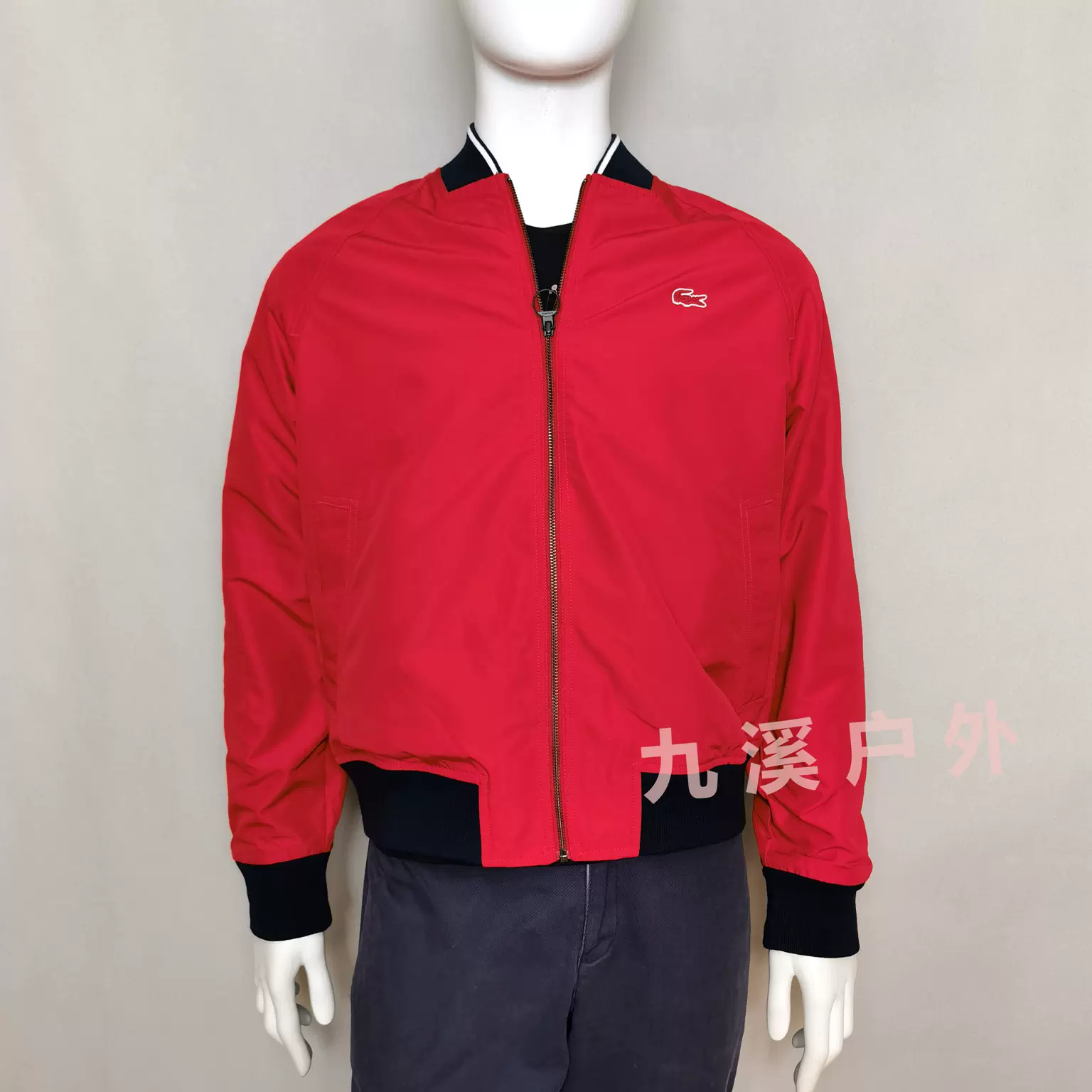 现货特价Lacoste法国鳄鱼男式时尚纯色双面穿立领夹克衫BH3330