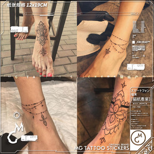 
4 free shipping, beautiful and sexy totem flower pendant pattern anklet travel beach beautiful legs vacation tattoo stickers