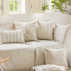 Manyuejia Wabi-Sabi Style Living Room Sofa Cushion Pillowcase Geometric Loop Velvet Backrest Pillow Headboard Cushion with Insert