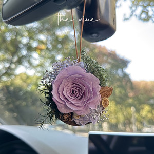 
Everlasting Flower Car Pendant 2025 New Girls Exquisite and High-Level Rearview Mirror Pendant Car Pendant Aromatherapy