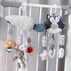 Baby stroller pendant f0-1 year old baby car safety seat bed bell wind chime rattle plush toys 3-6 pcs