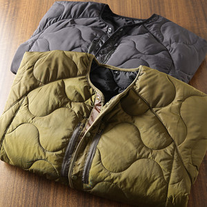 
The long-lost environmentally friendly light luxury collarless design autumn and winter couples men's outdoor cotton coats wave quilted cotton coats trend