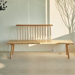 Windsor chair Nordic long stool ash solid wood chair B&B log bench cafe restaurant back chair