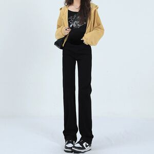 
Maternity pants, spring and autumn outer wear, velvet jeans, spring and summer 2025 new autumn wear, small people's bottoming straight pants