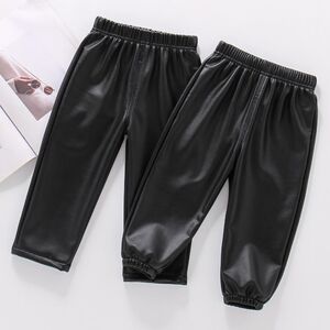
Girls' plus fleece leather pants, one-piece fleece pants, autumn and winter children's winter trousers, boys' baby thin fleece casual pants