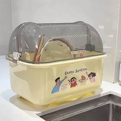 Tableware storage box kitchen countertop sink drain rack large capacity dustproof baby bottle storage cabinet