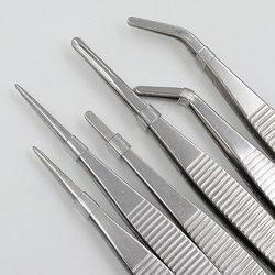 Thickened stainless steel tweezers, non-slip and hardened tweezers, tip/round head/straight head/elbow toothed tweezers repair clip