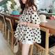 Large size 300 Jin [Jin equals 0.5 kg] Loose age-reducing polka doll shirt fat mm waist covering belly short sleeves fluffy bottom shirt top 2