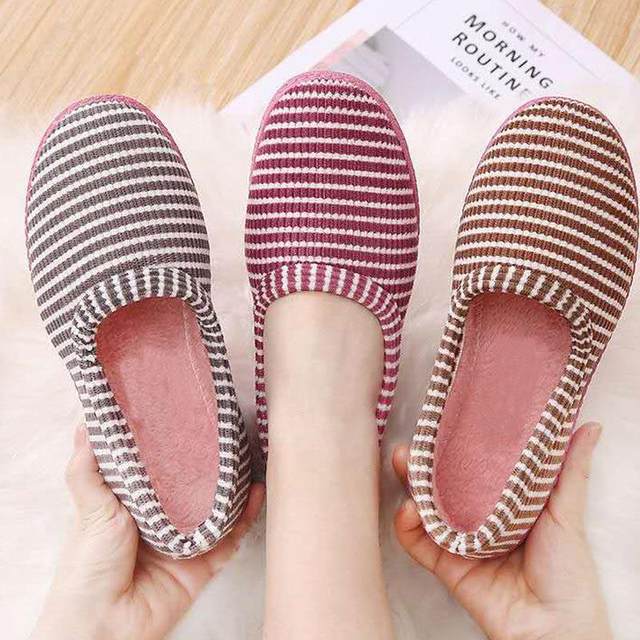 Slippers 25 autumn and winter new velvet thickened soft sole non-slip women's shoes indoor home bag heel cotton shoes middle-aged and elderly mother's shoes