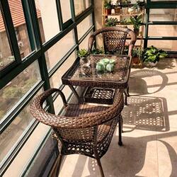 Rattan Chair Three-Piece Set Balcony Tea Table and Chair Combination Gazebo Outdoor Table and Chairs Courtyard Balcony Leisure Chair Outdoor Table and Chairs
