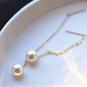 Pearl earline 18K Golden Sea Water Akoya Strong Light Ear Chain modify the face shape and exquisite and versatile
